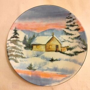 Winter Cabin Decorative Plate